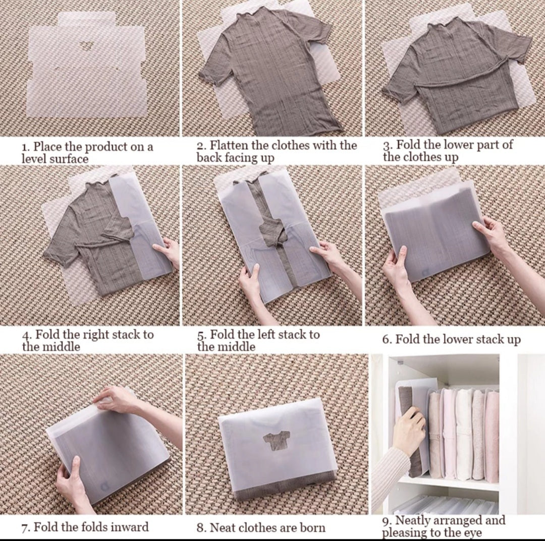 Organizer- Shirt Folding Board for Storage and Travel