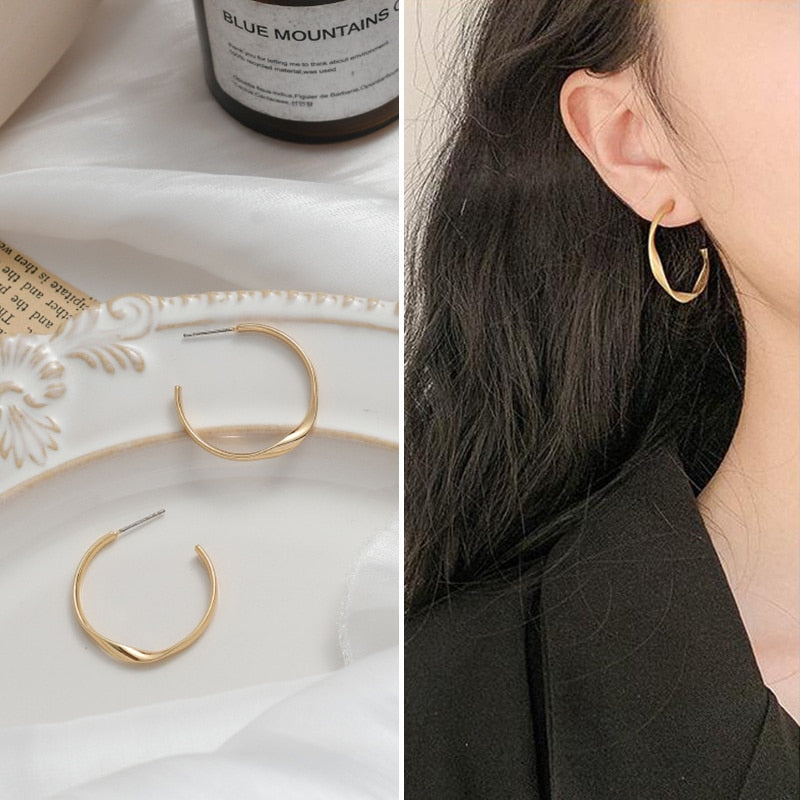 Jewelry Collection- Geometric Metal Circle Square Earrings