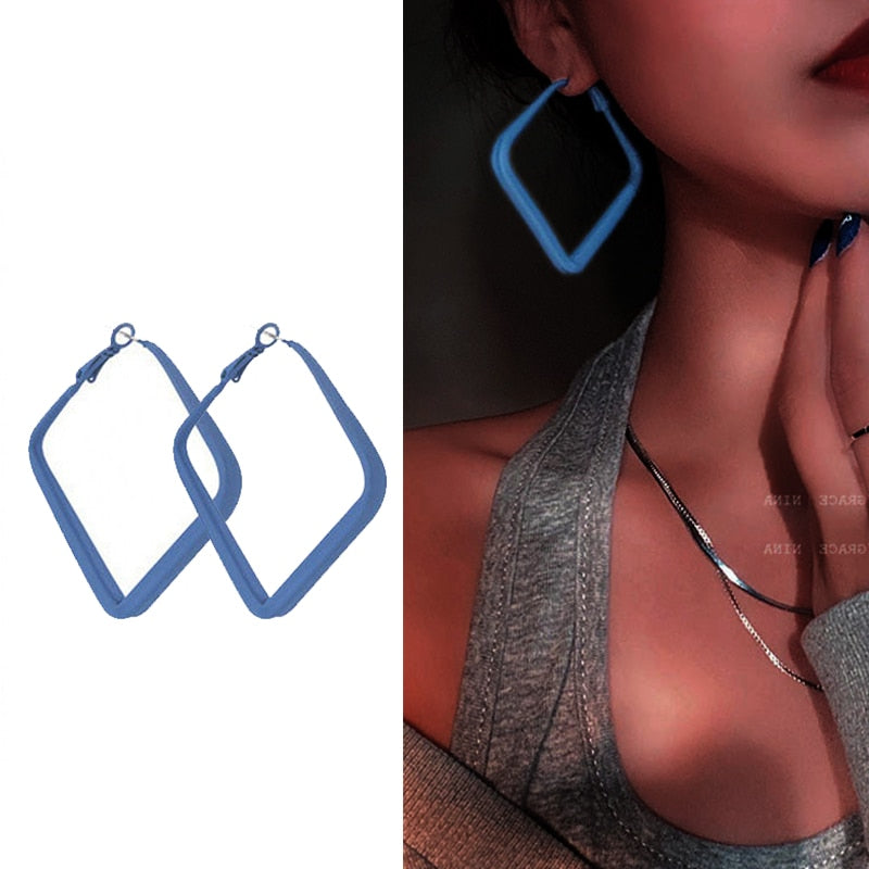 Jewelry Collection- Geometric Metal Circle Square Earrings