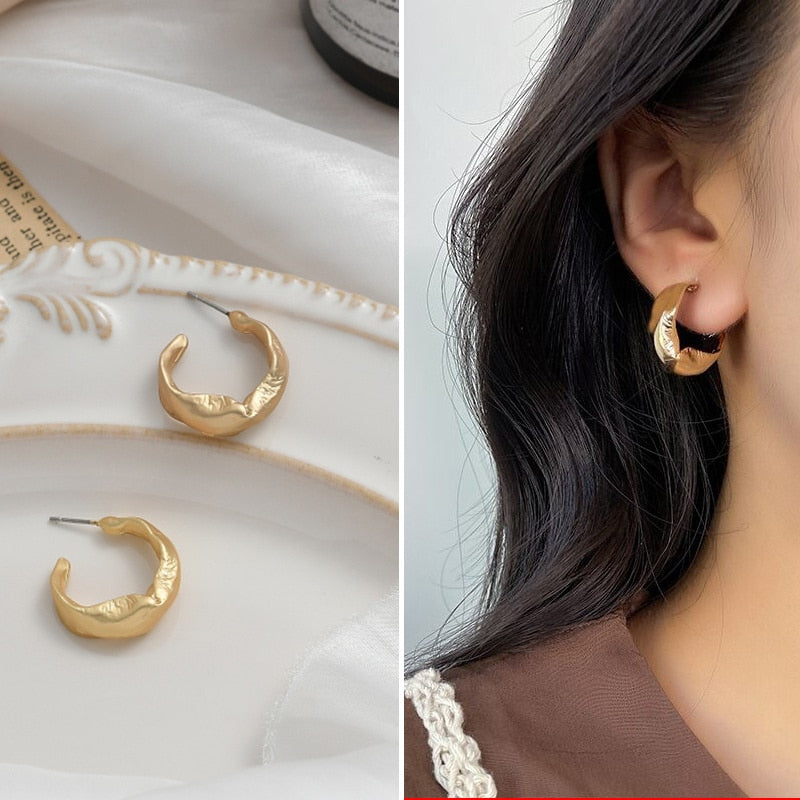 Jewelry Collection- Geometric Metal Circle Square Earrings