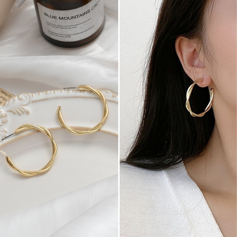 Jewelry Collection- Geometric Metal Circle Square Earrings
