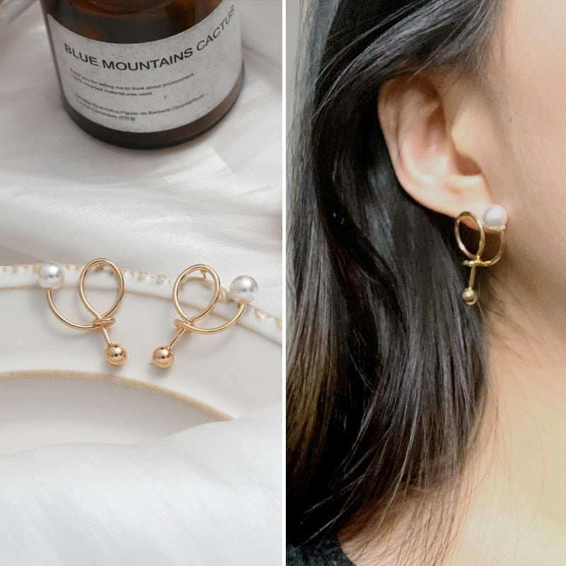 Jewelry Collection- Geometric Metal Circle Square Earrings