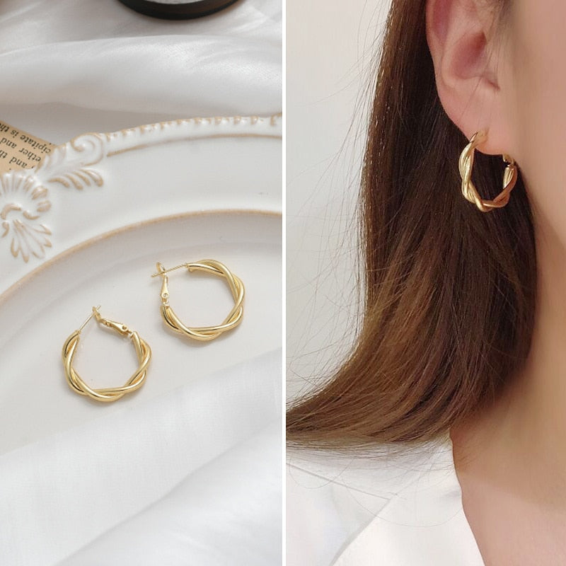 Jewelry Collection- Geometric Metal Circle Square Earrings