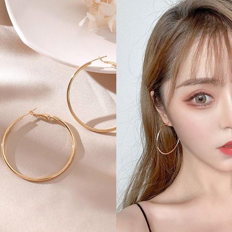 Jewelry Collection- Geometric Metal Circle Square Earrings