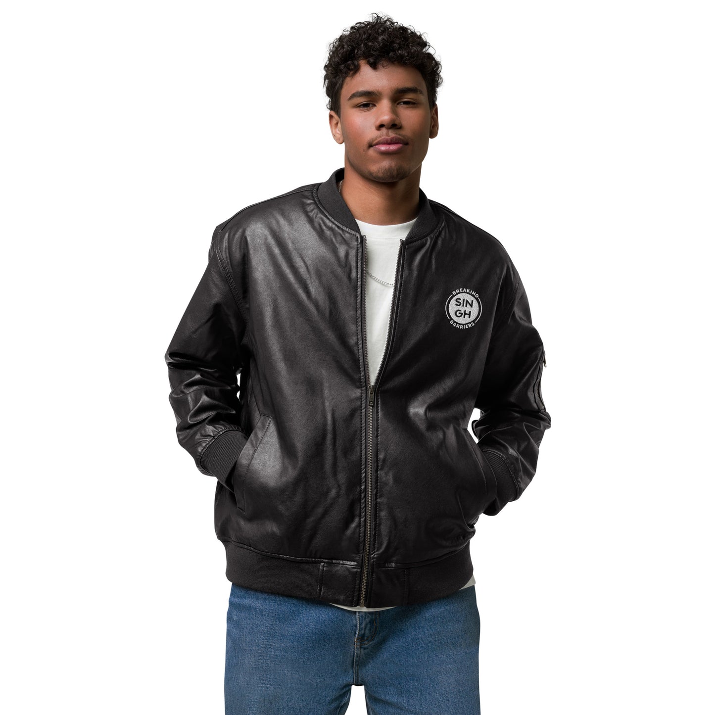 Singh Leather Bomber Jacket