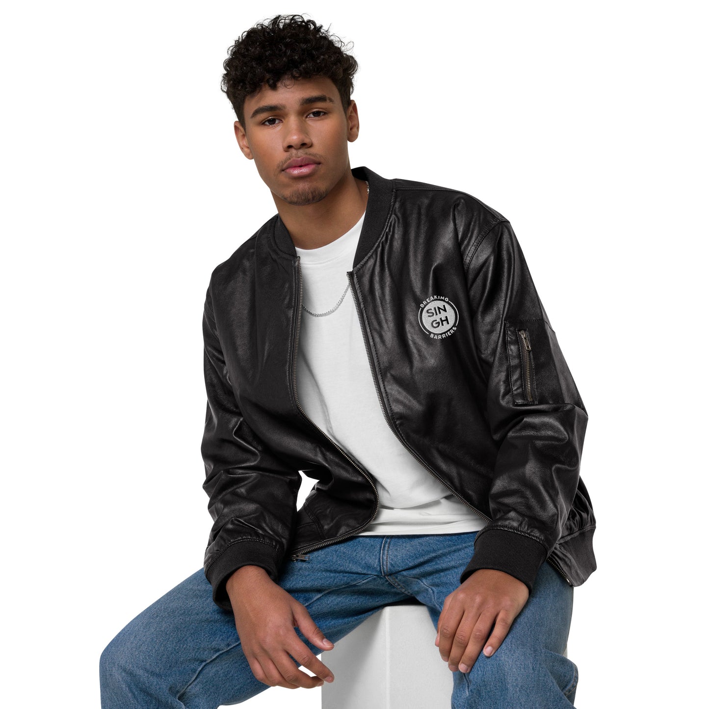 Singh Leather Bomber Jacket