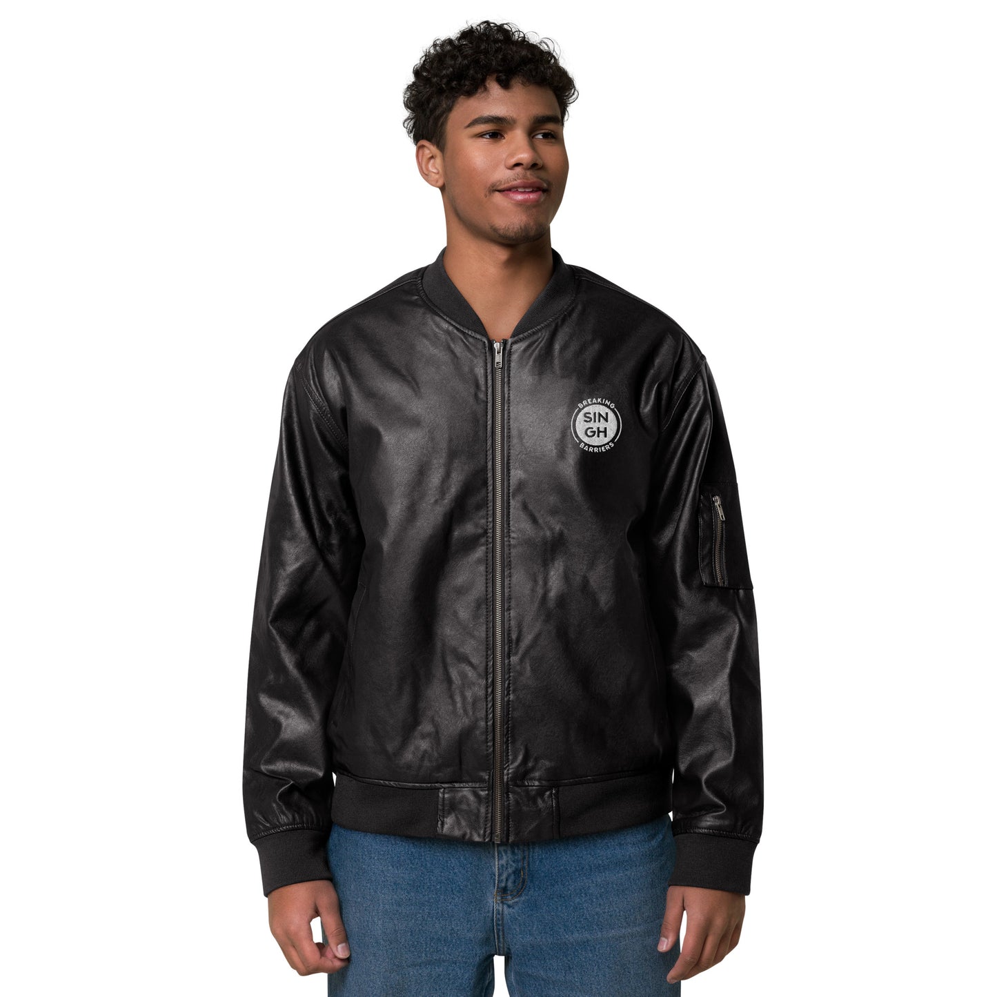 Singh Leather Bomber Jacket
