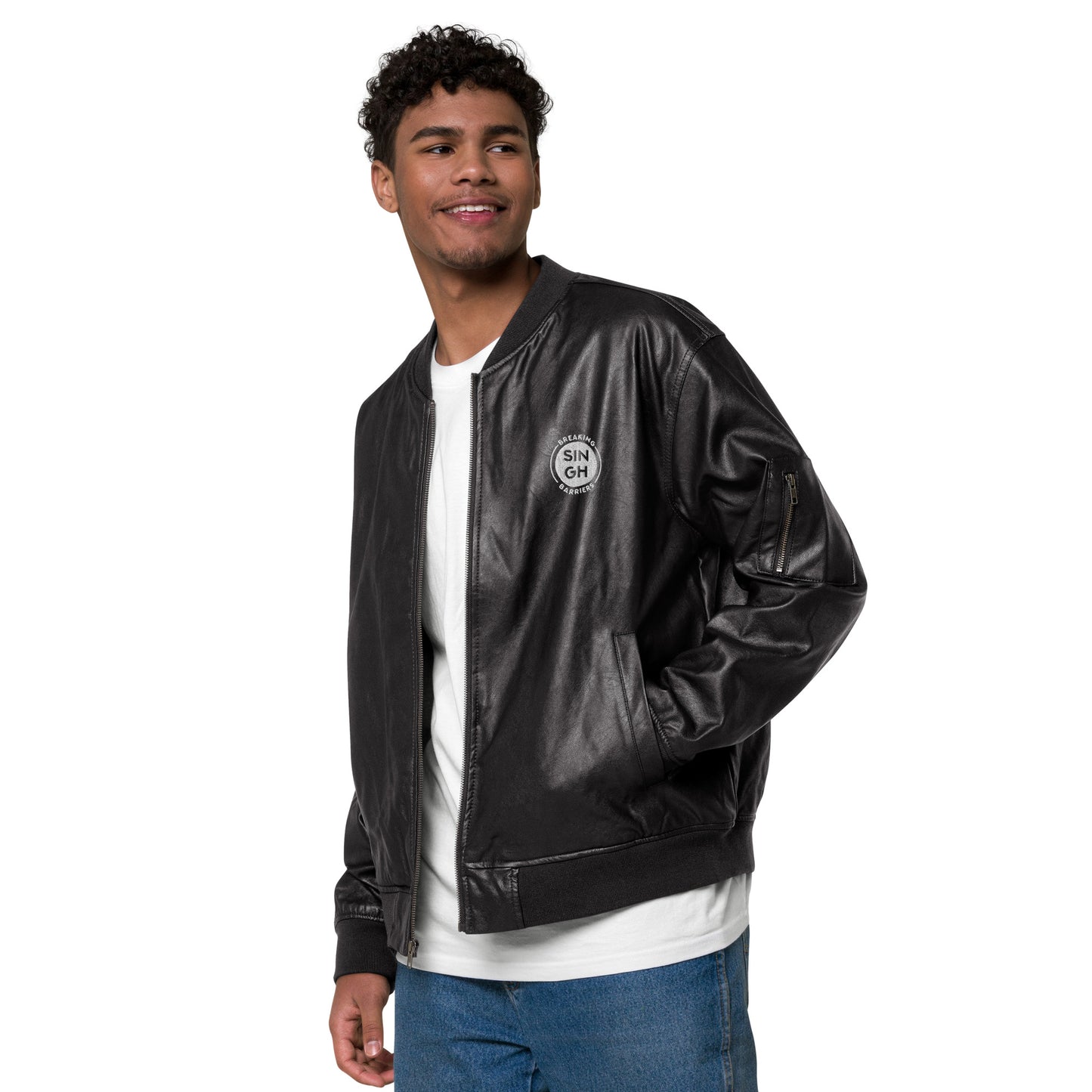Singh Leather Bomber Jacket