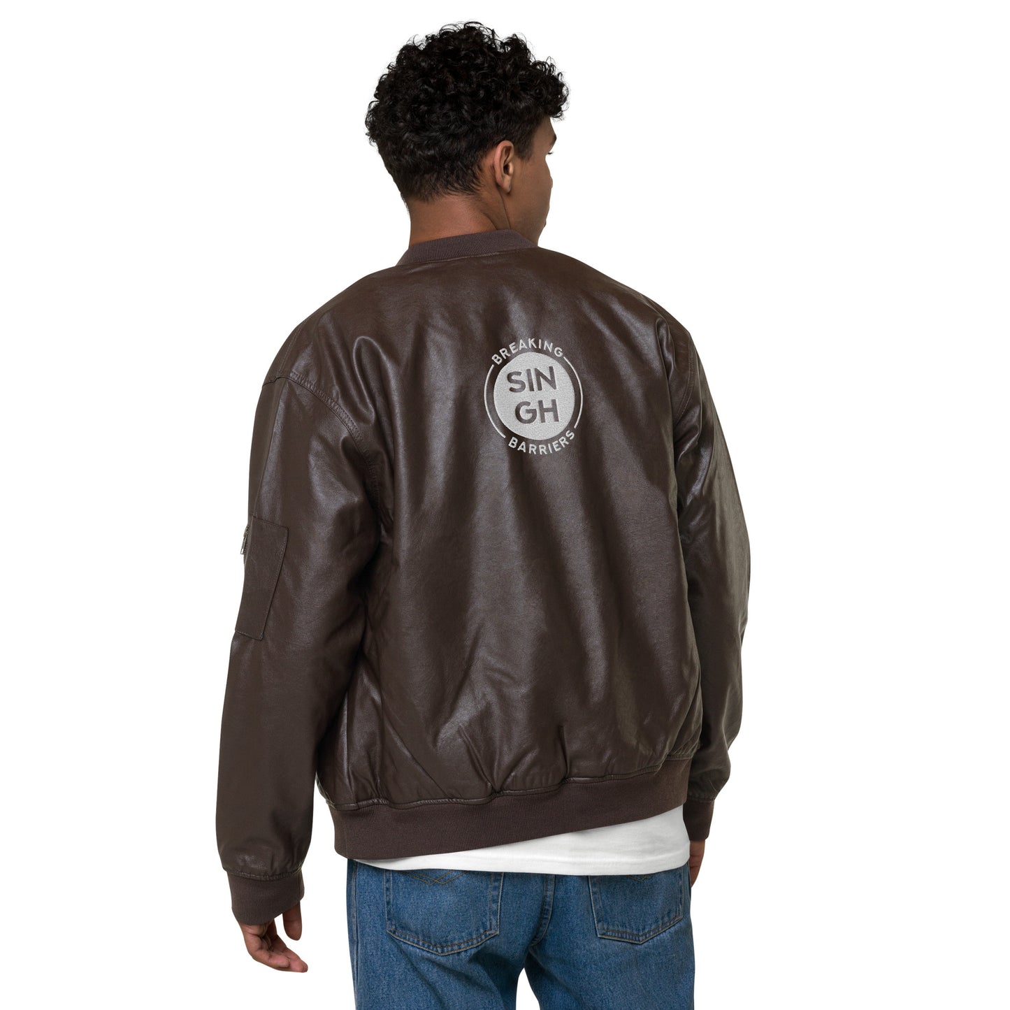Singh Leather Bomber Jacket