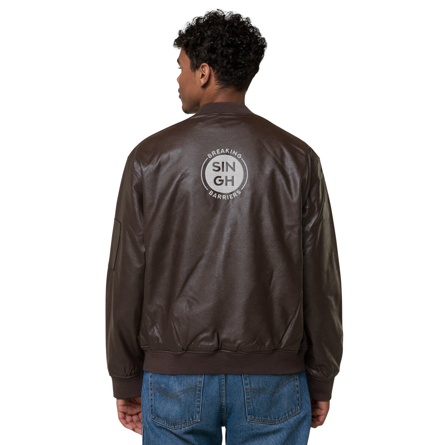 Singh Leather Bomber Jacket