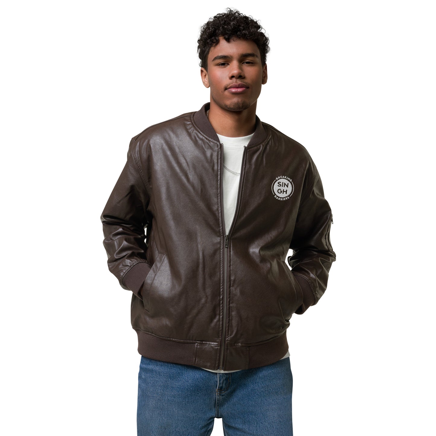 Singh Leather Bomber Jacket