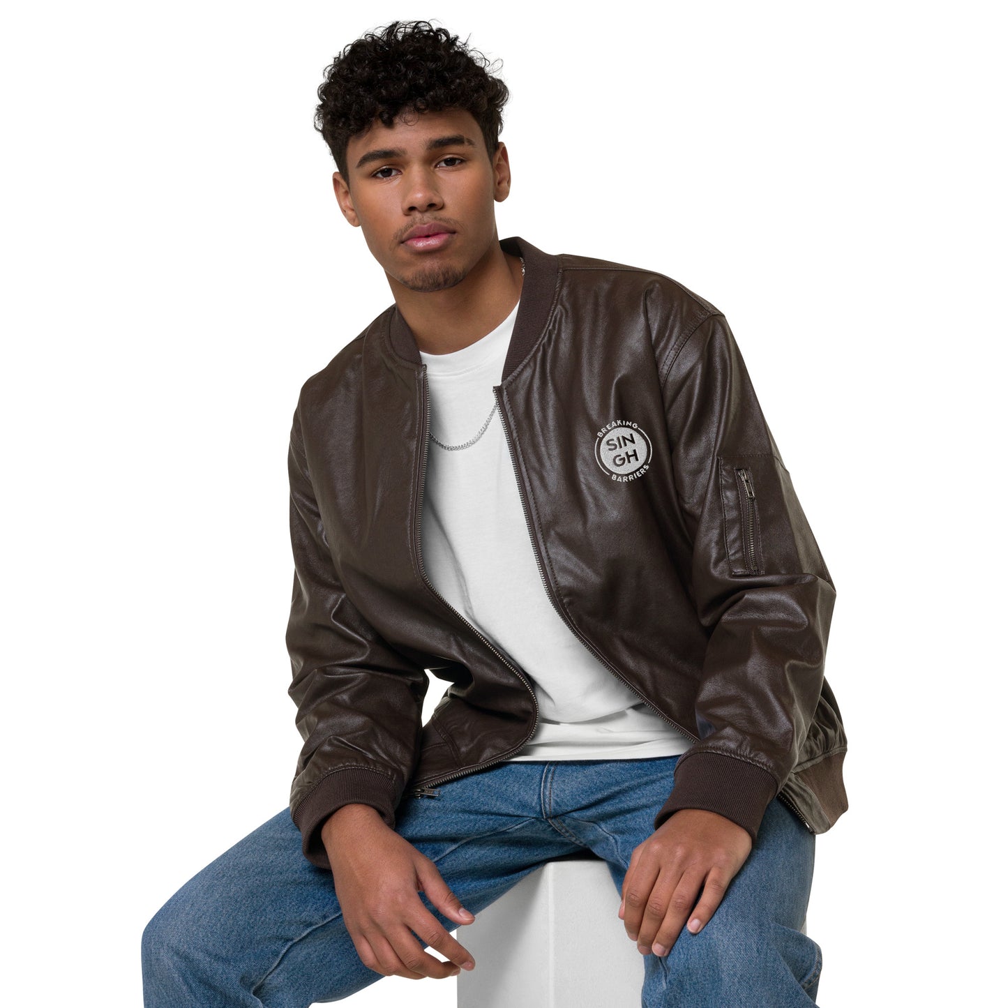 Singh Leather Bomber Jacket
