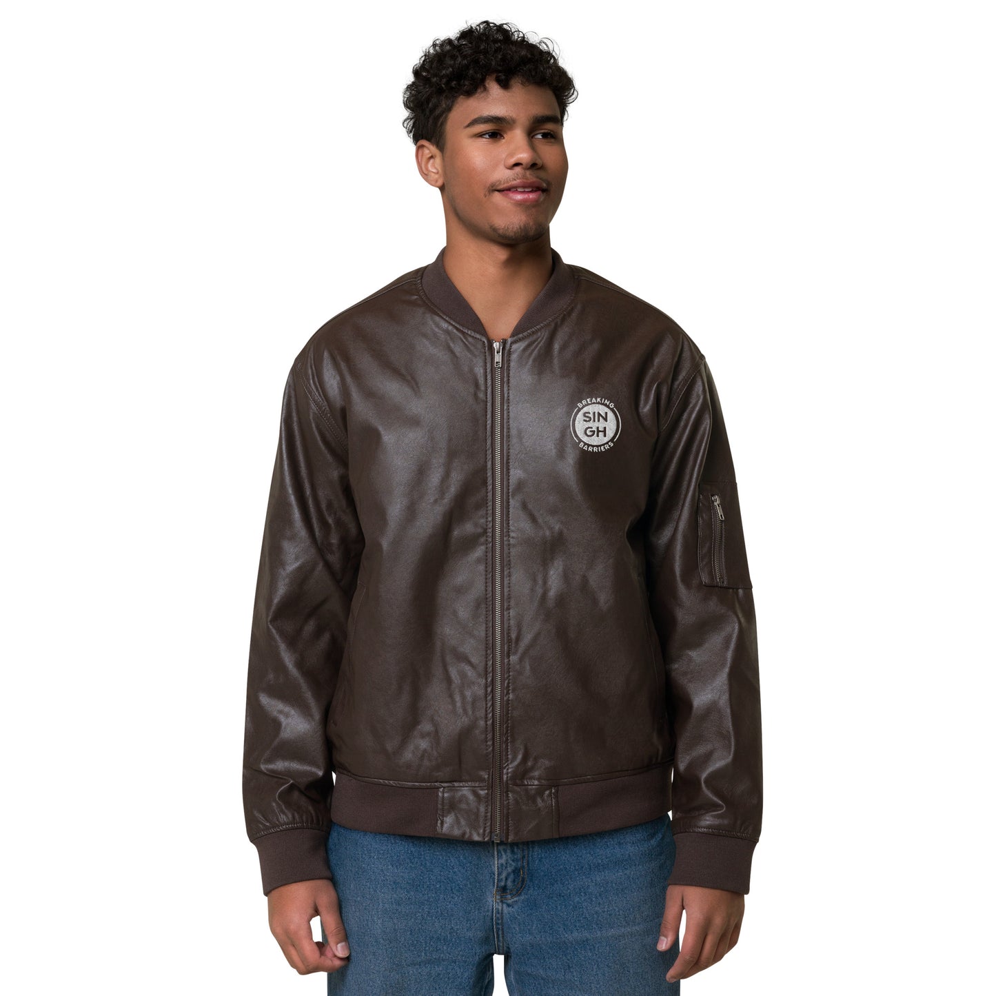 Singh Leather Bomber Jacket
