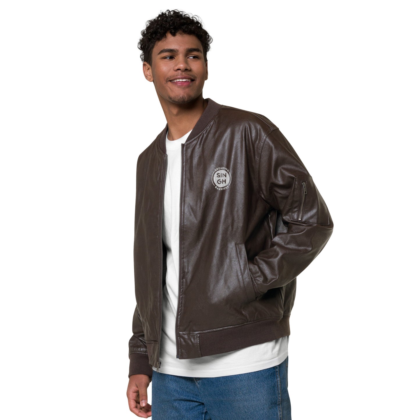 Singh Leather Bomber Jacket