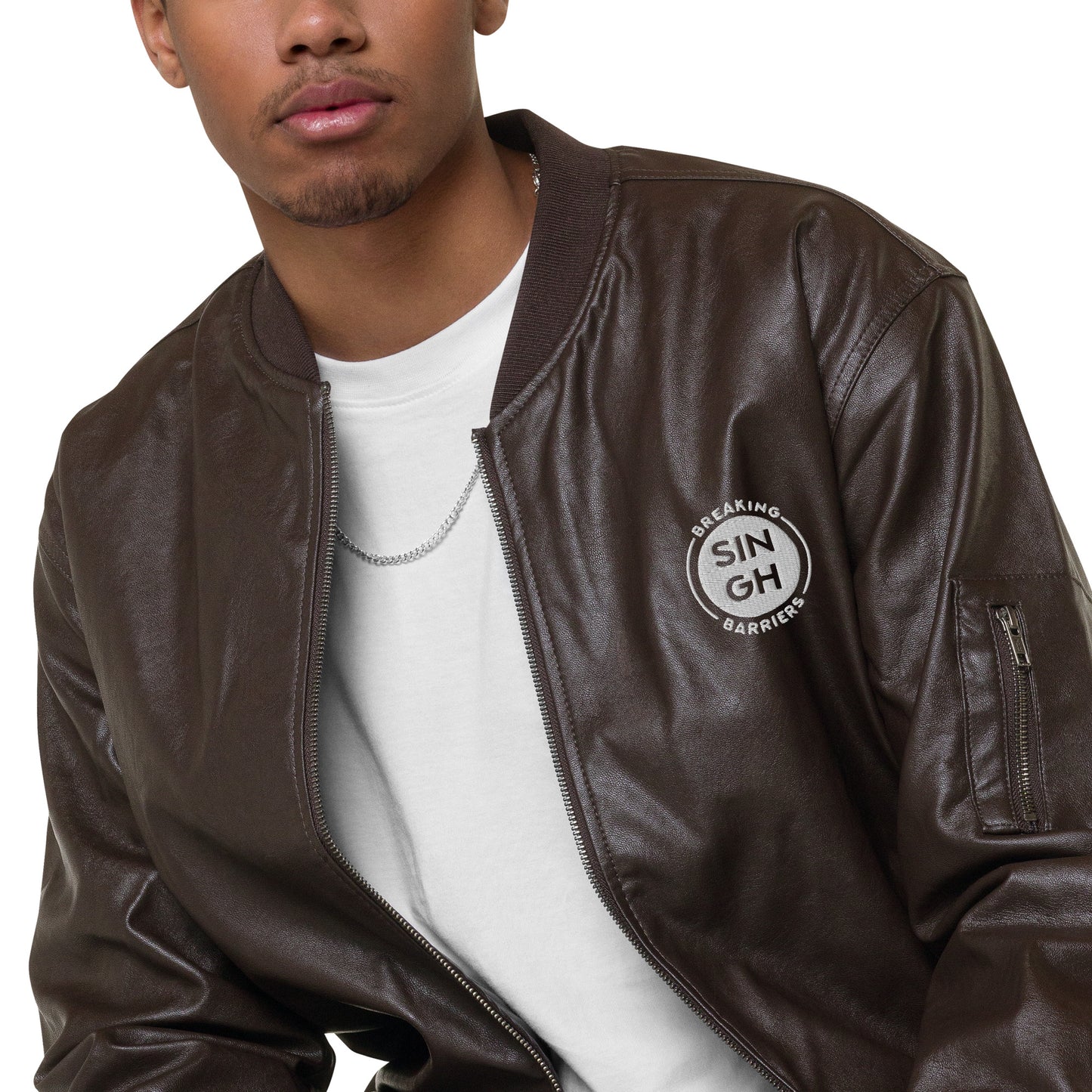 Singh Leather Bomber Jacket