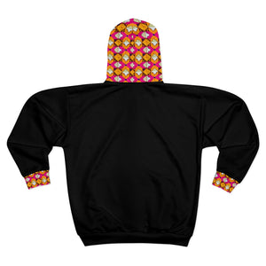 Black Phulkari Unisex Zip Hoodie