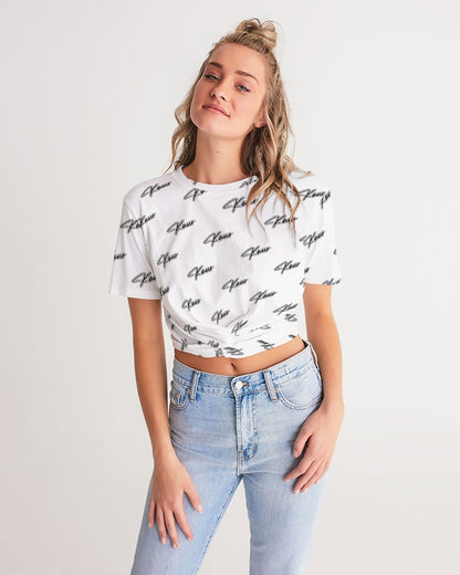 Kaur Women's Twist-Front Cropped Tee